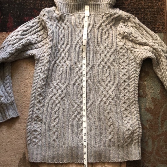 Irish Wool Cable Knit cowl sweater medium to large - Picture 7 of 10